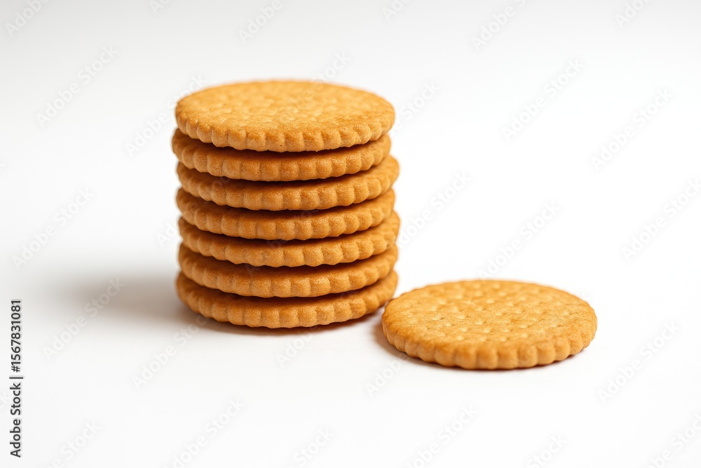 Poster close-up of cookies on a plain white surface with a sharp focus