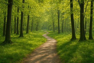 Fototapeta premium Strolling amidst the trees in the woods