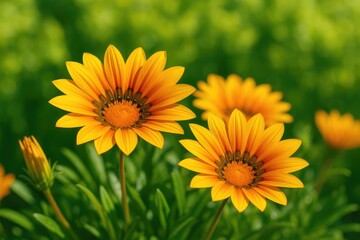 Obraz premium Vivid Gazania blooms basking in the sunshine