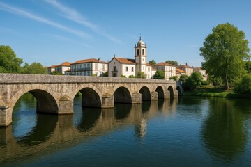 Fototapeta premium Historical Roman-style bridge located in the northern region of Portugal