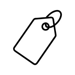 Blank tag with hole in minimal black outline style  