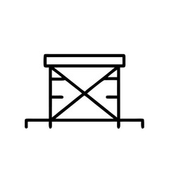 Scaffold with platform in simple line design on transparent background  