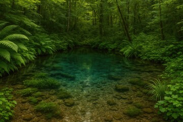 Obraz premium Stunning scenery featuring a pristine water body nestled within lush greenery