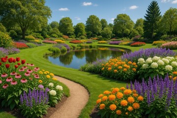 Obraz premium A designed area dedicated to showcasing and growing plants and blooms