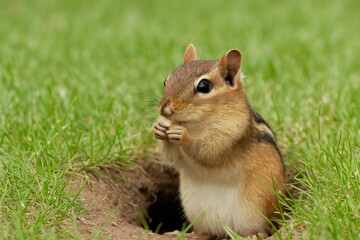 A Small Rodent Looking Out from Its Underground Home