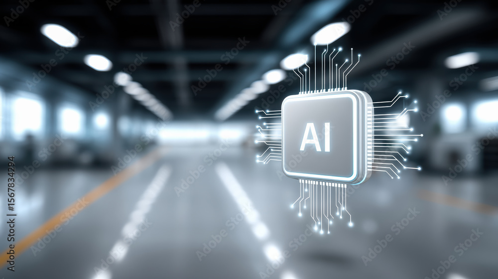 Poster artificial intelligence chip with glowing circuit lines and agent concept in futuristic technology s