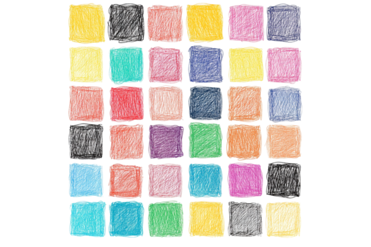 Colorful pencil shaded squares. Pen stroke scribble, hand drawn scrawl sketch texture and line sketched isolated on transparent background	 - Powered by Adobe