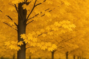 Stunning autumn foliage displaying vibrant yellow leaves on a maple tree