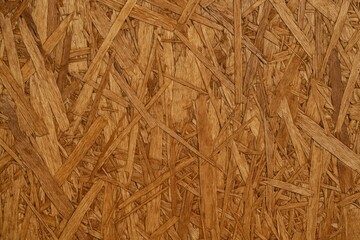Textured wooden floor with pressed brown wood chips forming an old OSB fiberboard background