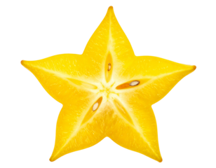 Sliced Star Fruit – Cross-Section of Yellow Carambola PNG"