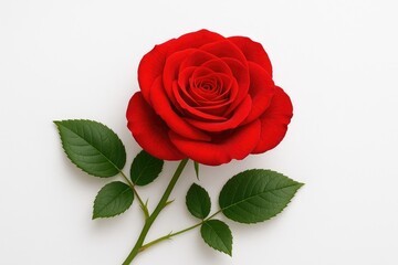 Vivid crimson blossom against a plain white backdrop