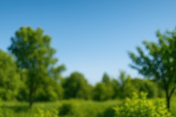 Obraz premium Blurred foliage and greenery against a stunning blue sky