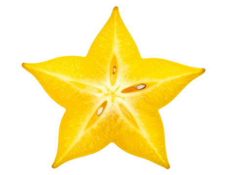 Sliced Star Fruit – Cross-Section of Yellow Carambola PNG"