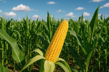 Summer day with cornfields in full growth