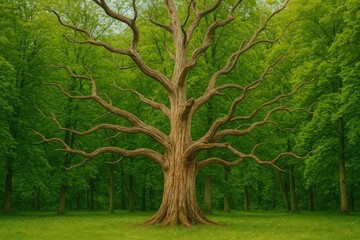 Obraz premium A dried-out tree in a Polish park setting