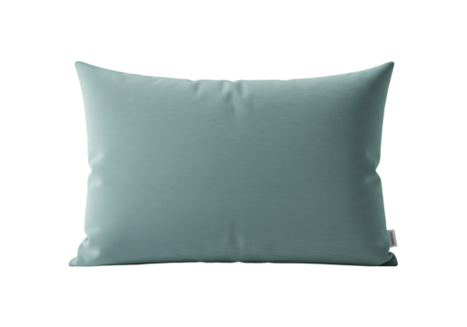 Soft teal cushion with subtle folds isolated on transparent background