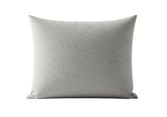 A textured light gray throw pillow with subtle linear patterns isolated on transparent background