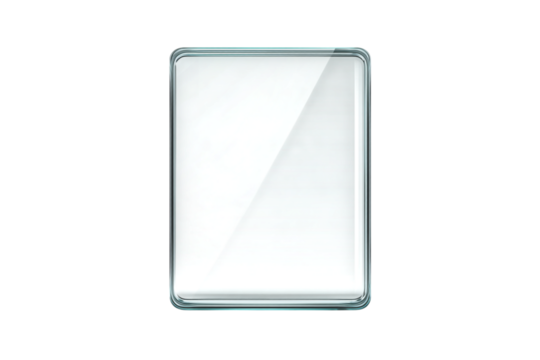Blank clear glass rectangle frame with rounded corners isolated on transparent background - Powered by Adobe