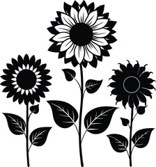 A vibrant collection of stylized sunflower illustration
