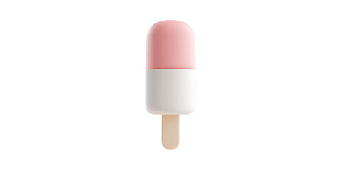 Pink And Popsicle-Shaped Object. Minimalist Design And Aesthetic Appeal Isolated On Transparent Background