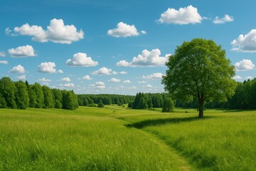 Obraz premium Rural Landscape During a Sunny Summer Afternoon