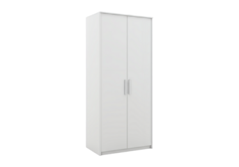 Modern white two door tall wardrobe furniture isolated on transparent background
