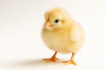 Fototapeta premium Detailed view of a tiny, soft feathered bird against a pale backdrop