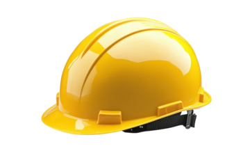 Yellow Hard Hat Safety Gear Professional Construction Equipment Worker Head Protection Job on transparent background