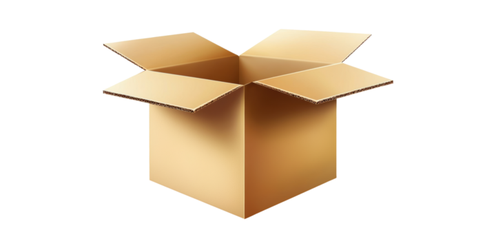 Open Cardboard Box. Packaging And Shipping Concept Isolated On Transparent Background