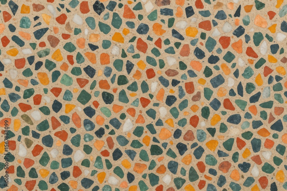 Poster vibrant mosaic-style surface with a vintage terrazzo pattern as an abstract backdrop