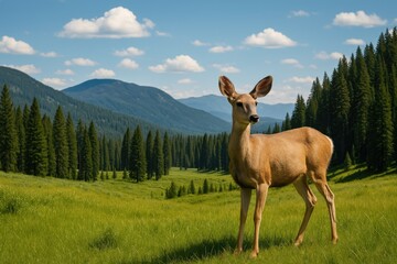 Obraz premium Majestic Deer Roaming in a National Wilderness Area