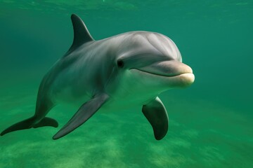 Fototapeta premium Wild Common Bottlenose Dolphin Behavior and Habitat