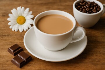 Fototapeta premium A steaming mug of warm milk tea