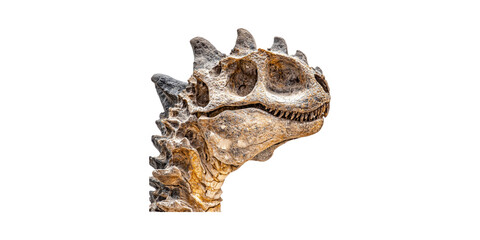 Dinosaur Skull Fossil. Paleontology And Prehistoric Life Exploration Isolated On Transparent Background