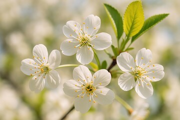 Obraz premium Close-up of delicate cherry blossom flowers