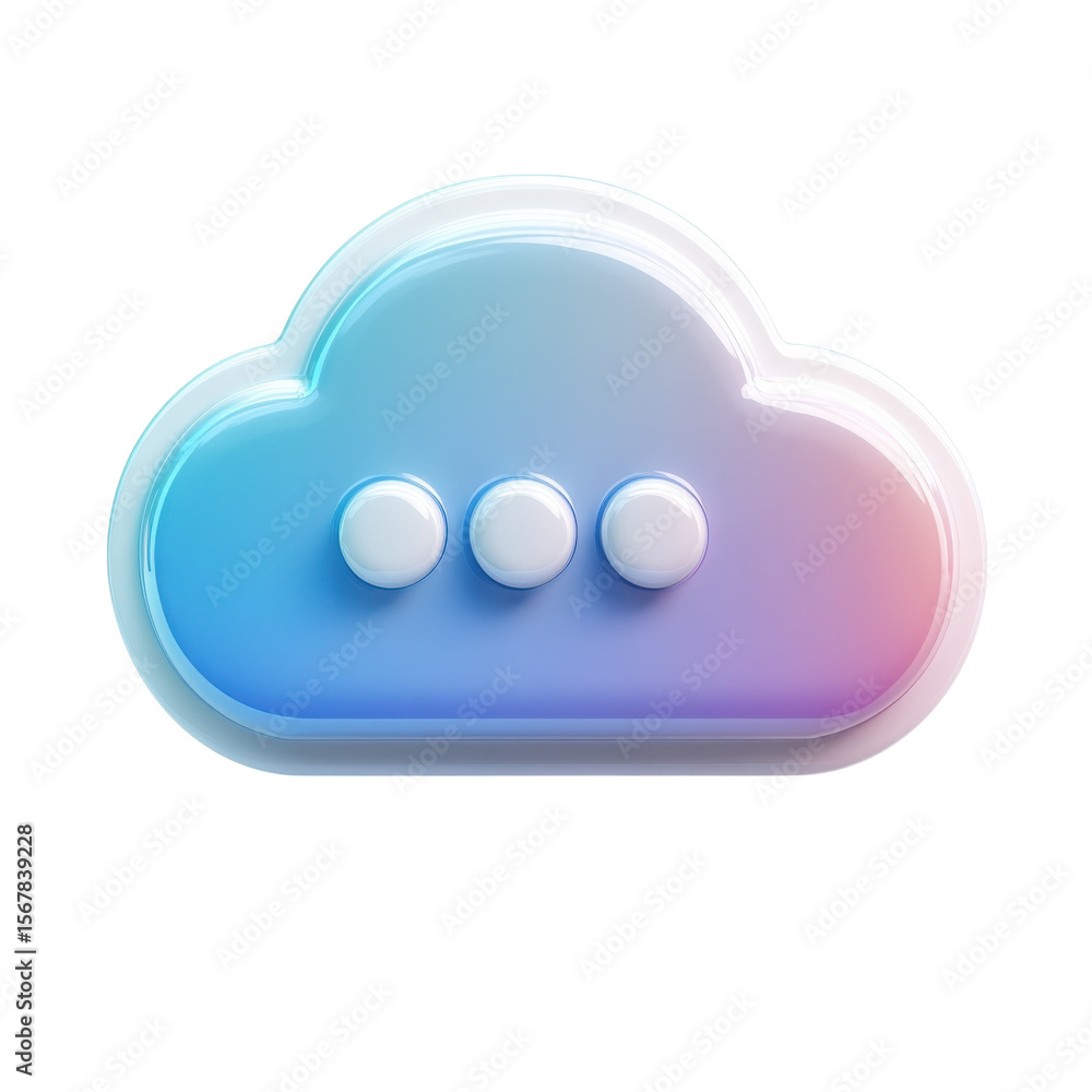 Poster gradient cloud connectivity digital data flow icon storage network on transparent background