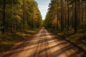 Obraz premium Woodland Path Through the Forest