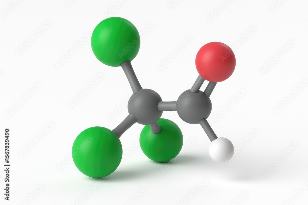 Poster molecular configuration of chloral displayed on a plain white backdrop