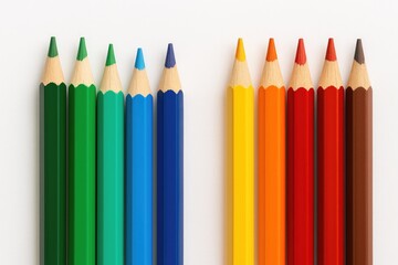 Vibrant color pencil illustrations in cool and warm tones on a white backdrop