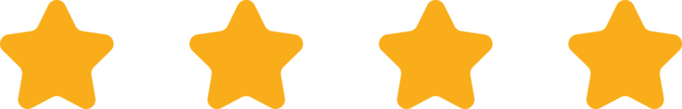 Four-star customer product review icon. yellow 4 star rating feedback for website, app, ui design. transparent png and vector illustration.

