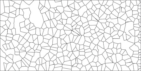Abstract black and white voronoi diagram background texture featuring interconnected polygons creates a modern geometric pattern suitable for designs.