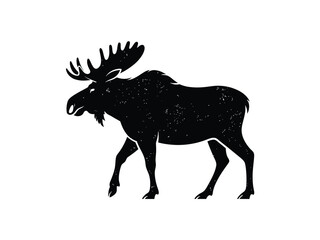 Obraz premium A minimalist black silhouette of a moose against a white background
