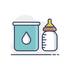 Milk powder canned and baby bottle vector icon