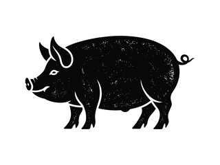 Fototapeta premium A minimalist black silhouette of a pig against a white background