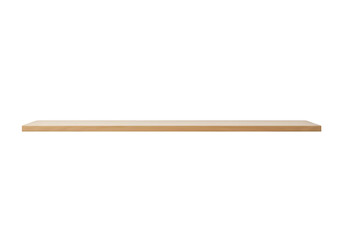 Obraz premium Simple light wood plank shelf isolated on transparent background