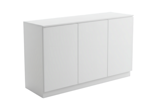 Modern white three door cabinet furniture isolated on transparent background
