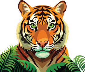 A captivating collection of stylized tiger illustrations, showcasing the majestic big cat's powerful presence and distinctive stripes