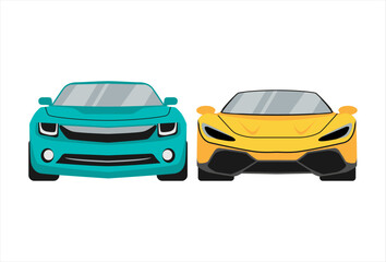 sport car front view icon logo set transportation vehicle symbol flat design concept silhouette cartoon isolated on background	