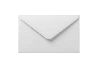 A clean white envelope with a sealed flap isolated on transparent background