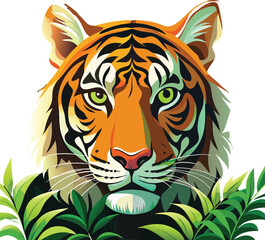A captivating collection of stylized tiger illustrations, showcasing the majestic big cat's powerful presence and distinctive stripes